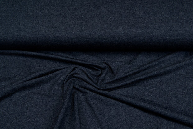 Katoenen Tricot Melange donkerblauw