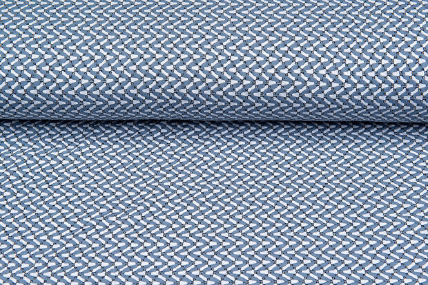 Baumwolljersey embroidered retro metalblau-weiss