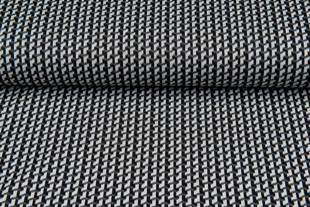 Strickstoff Jacquard schwarz-grau