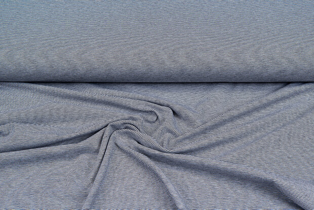 Katoenen Tricot stripes grijs-blauw