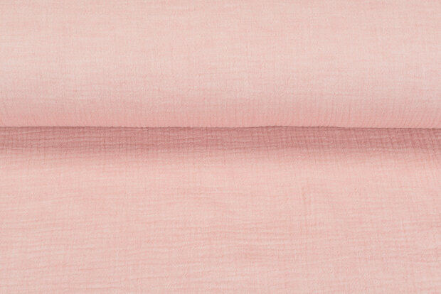 Katoenen Mousseline melange roze