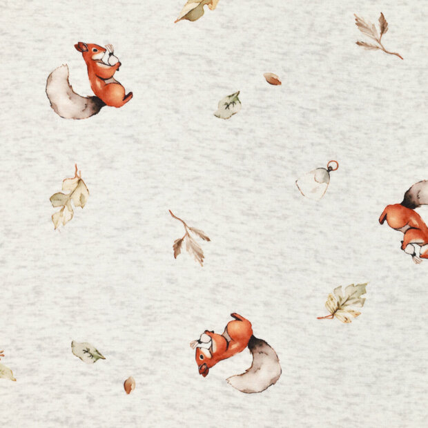 Alpenfleece bedrukt squirrel lichtgrijs