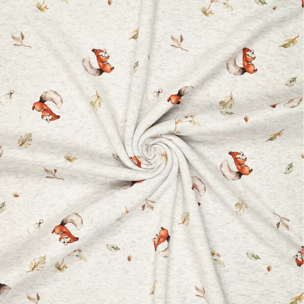 Alpenfleece bedrukt squirrel lichtgrijs