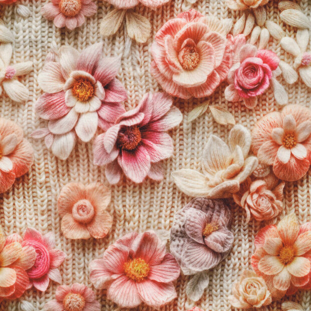 Alpenfleece bedrukt rope with flowers 4