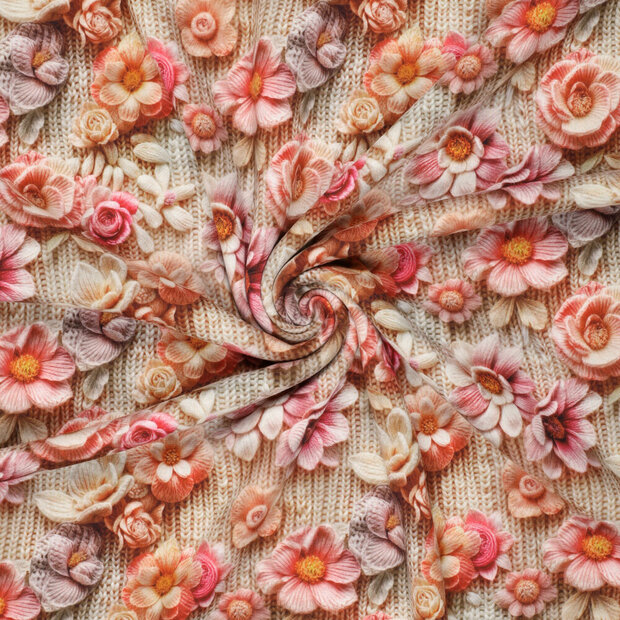 Alpenfleece bedrukt rope with flowers 4