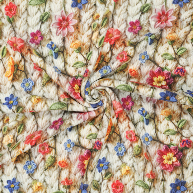 Alpenfleece bedrukt rope with flowers 5