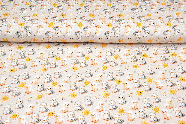 Katoenen Tricot digitaal bedrukt sweet chicken