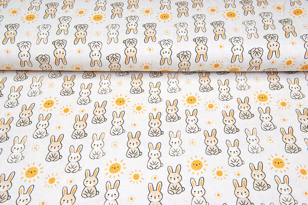 Katoenen Tricot digitaal bedrukt sweet rabbit