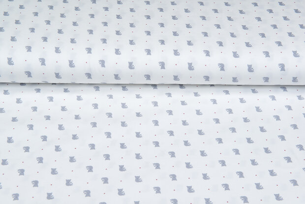 Katoenen Tricot bedrukt mini koala ecru - oudroze