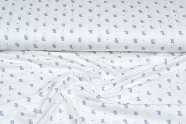 Katoenen Tricot bedrukt mini koala ecru - oudroze