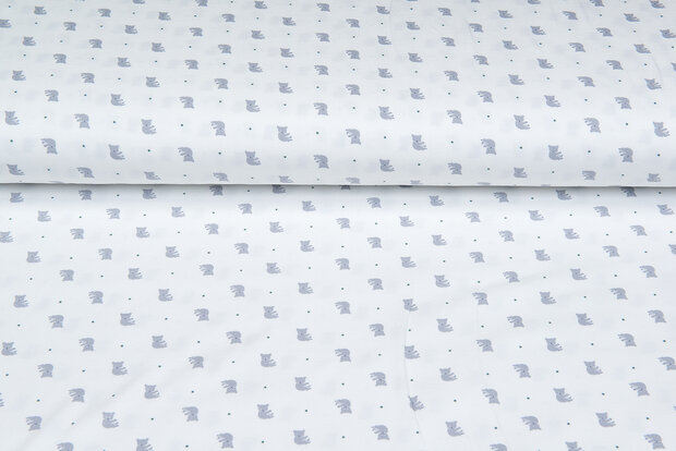 Katoenen Tricot bedrukt mini koala ecru - oudgroen