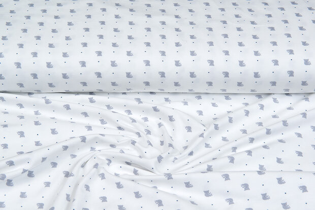 Katoenen Tricot bedrukt mini koala ecru - blauw