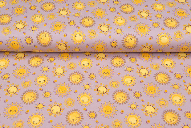 Katoenen Tricot bedrukt sunshine oudroze