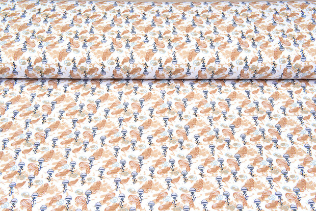 Katoenen Tricot bedrukt jellyfish camel