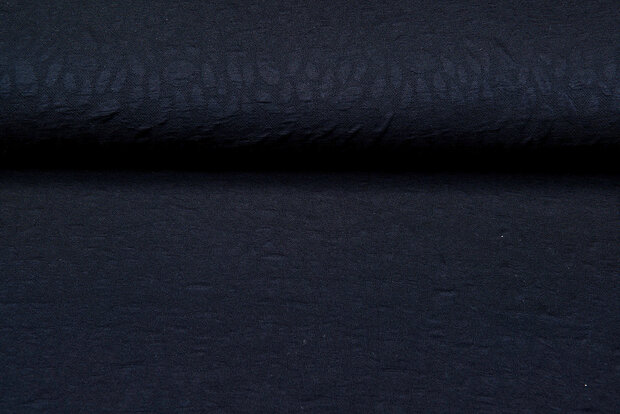 Gebreide Jacquard stof little leaves zwart