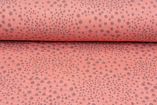 Gebreide Jacquard stof little dropps zalmroze