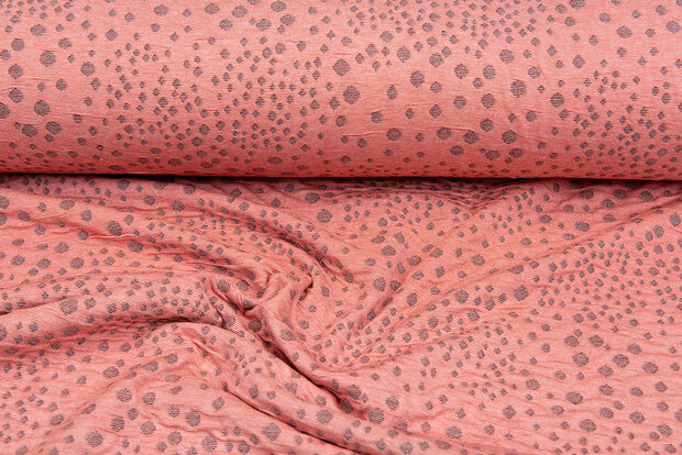 Gebreide Jacquard stof little dropps zalmroze