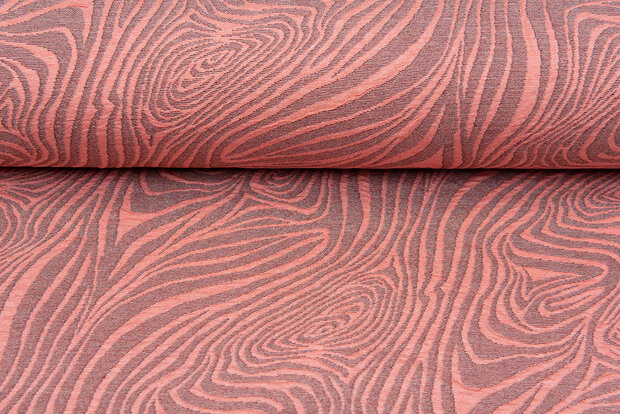 Gebreide Jacquard stof retro stripes zalmroze