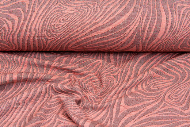 Gebreide Jacquard stof retro stripes zalmroze