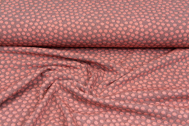 Gebreide Jacquard stof dots zalmroze