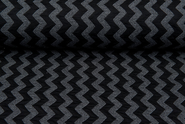 Gebreide Jacquard stof zigzag zwart-grijs