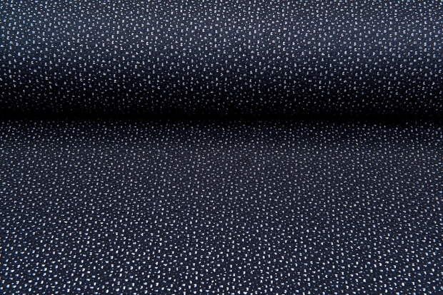 Gebreide Jacquard stof little dots zwart-lichtgrijs