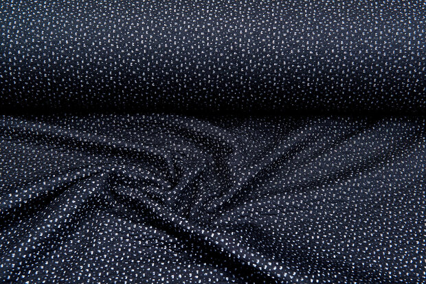 Gebreide Jacquard stof little dots zwart-lichtgrijs