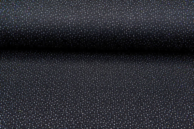 Gebreide Jacquard stof little dots zwart-lichtgrijs