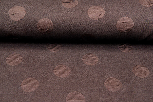 Gebreide Jacquard stof big dots bruin