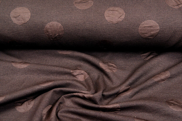 Gebreide Jacquard stof big dots bruin