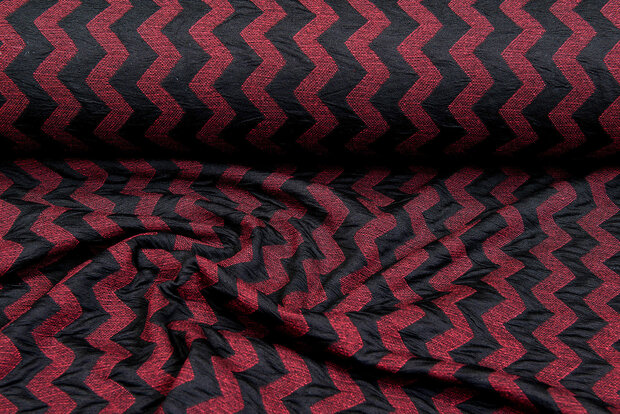 Gebreide Jacquard stof zigzag bordeaux-zwart