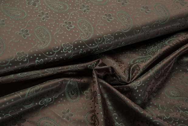Voeringstof jacquard Paisley Flower VO41 bronze-groen