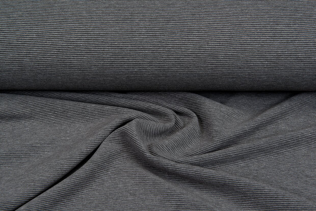 Ottoman Rib jersey donkergrijs melange