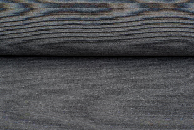 Ottoman Rib jersey donkergrijs melange
