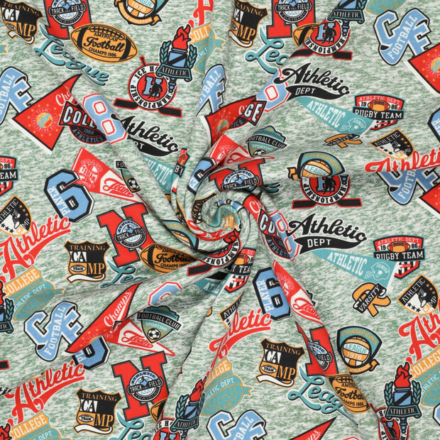 Alpenfleece bedrukt football athletics groen