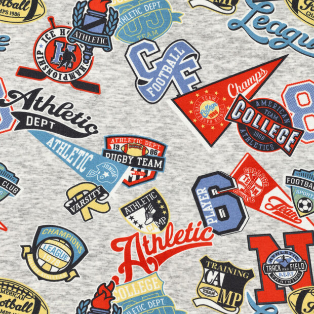 Alpenfleece bedrukt football athletics grijs