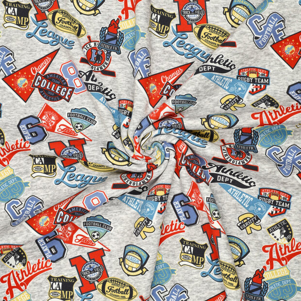 Alpenfleece bedrukt football athletics grijs