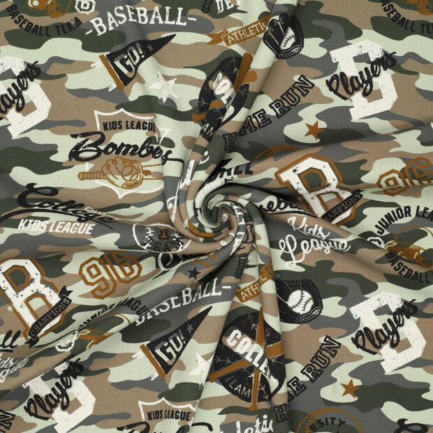 Alpenfleece bedrukt baseball camo groen-grijs