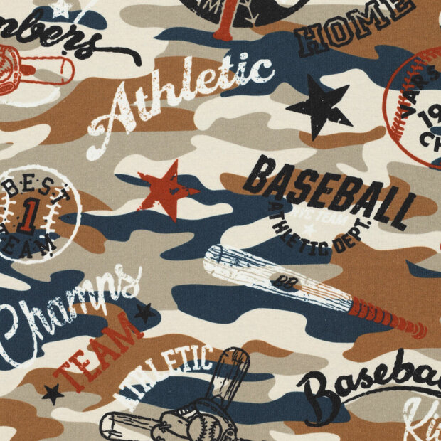 Alpenfleece bedrukt baseball camo bruin-blauw