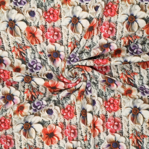 Alpenfleece bedrukt rope with flowers 3