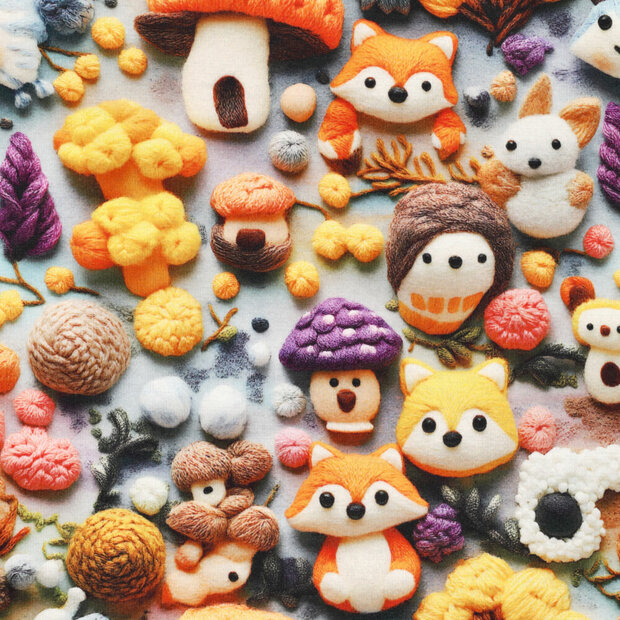 Alpenfleece bedrukt Cuddly grijs