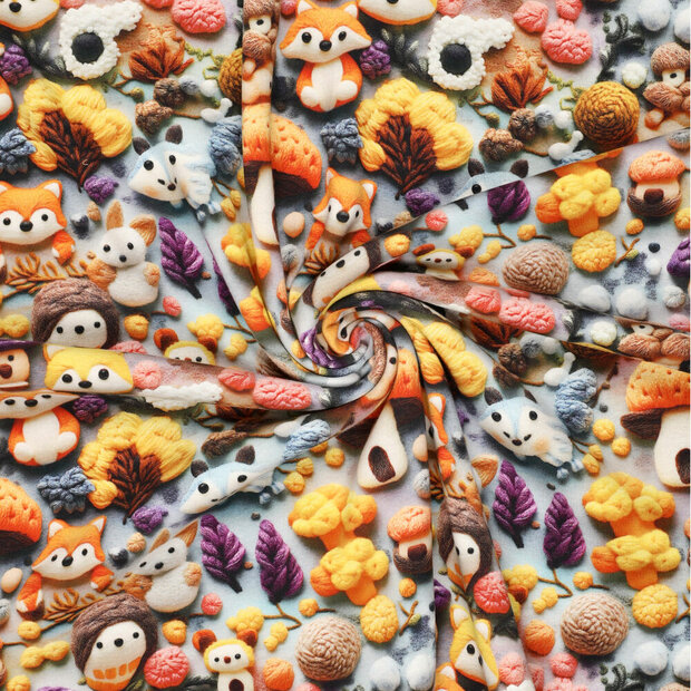 Alpenfleece bedrukt Cuddly grijs