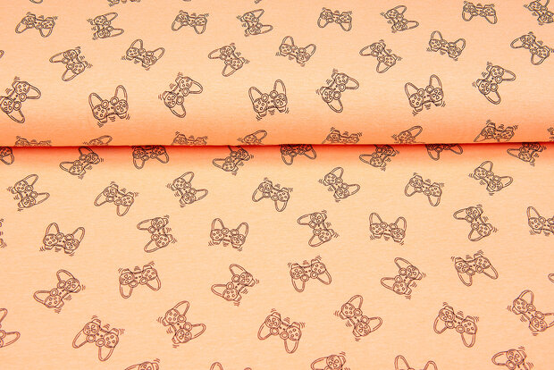 French terry bedruckt game controller neon oranje