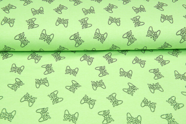 French terry bedruckt game controller neon groen