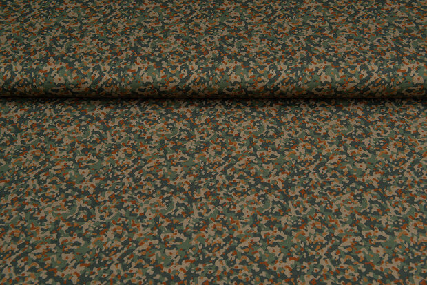 Katoenen Tricot bedrukt camouflage