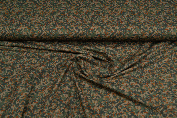 Katoenen Tricot bedrukt camouflage