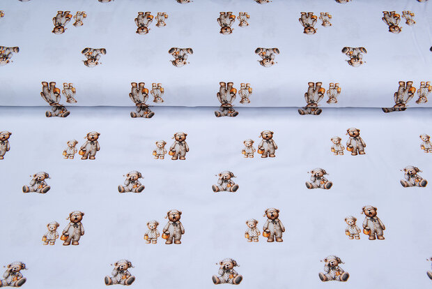 Katoenen Tricot bedrukt sleepy bears