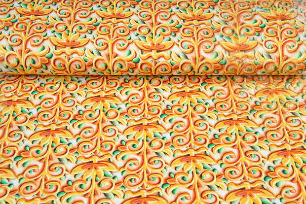 Katoenen Tricot bedrukt colorful deco