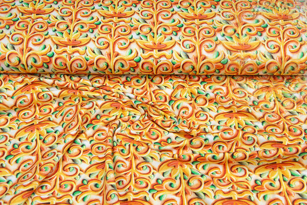Katoenen Tricot bedrukt colorful deco
