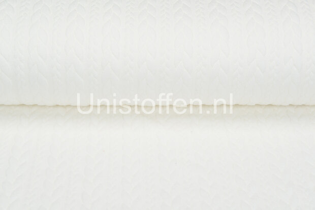 Strickstoff mit Zopfmuster Ecru